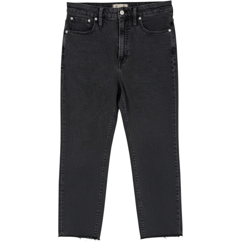 Madewell Curvy Perfect Vintage Straight Jean Womens 30 Black Denim Raw Hem